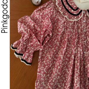 Đồ ngủ nữ tay dài cotton ren phong cách Hàn vintage