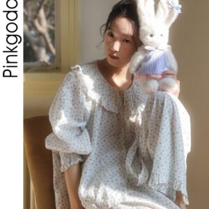 Đồ ngủ nữ cotton tay dài mùa thu kiểu công chúa