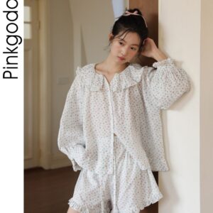 Bộ Đồ Ngủ Nữ Cotton Phong Cách Pháp Hàn Mùa Thu