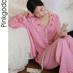 Bộ Pyjama Nữ Cotton Tay Dài Mùa Xuân